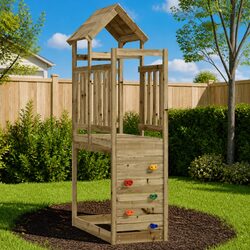 Wooden Play Tower with Rockwall: A Fun Addition for Kids 53x110.5x214cm