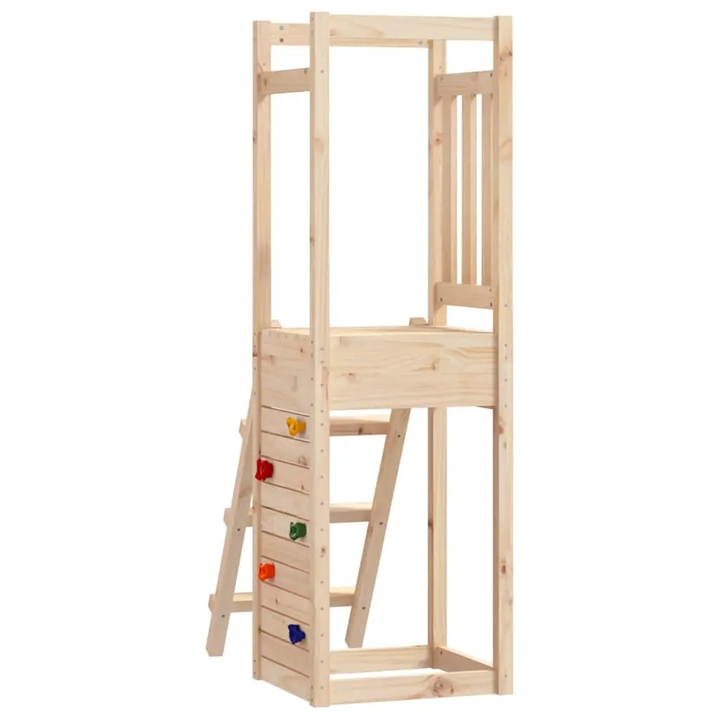 Wooden Outdoor Playset with Rockwall and Ladder Brown