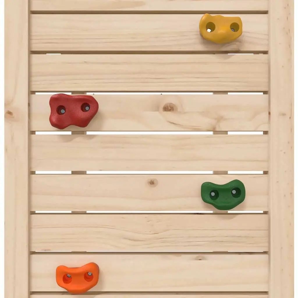 Wooden Outdoor Playset with Rockwall and Ladder Brown