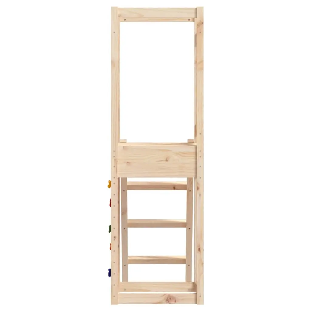 Wooden Outdoor Playset with Rockwall and Ladder Brown