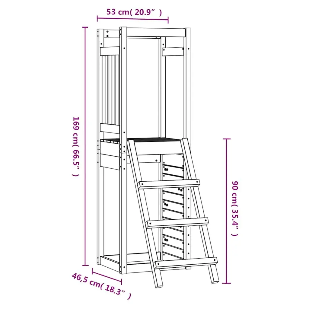 Wooden Outdoor Playset with Rockwall and Ladder Brown