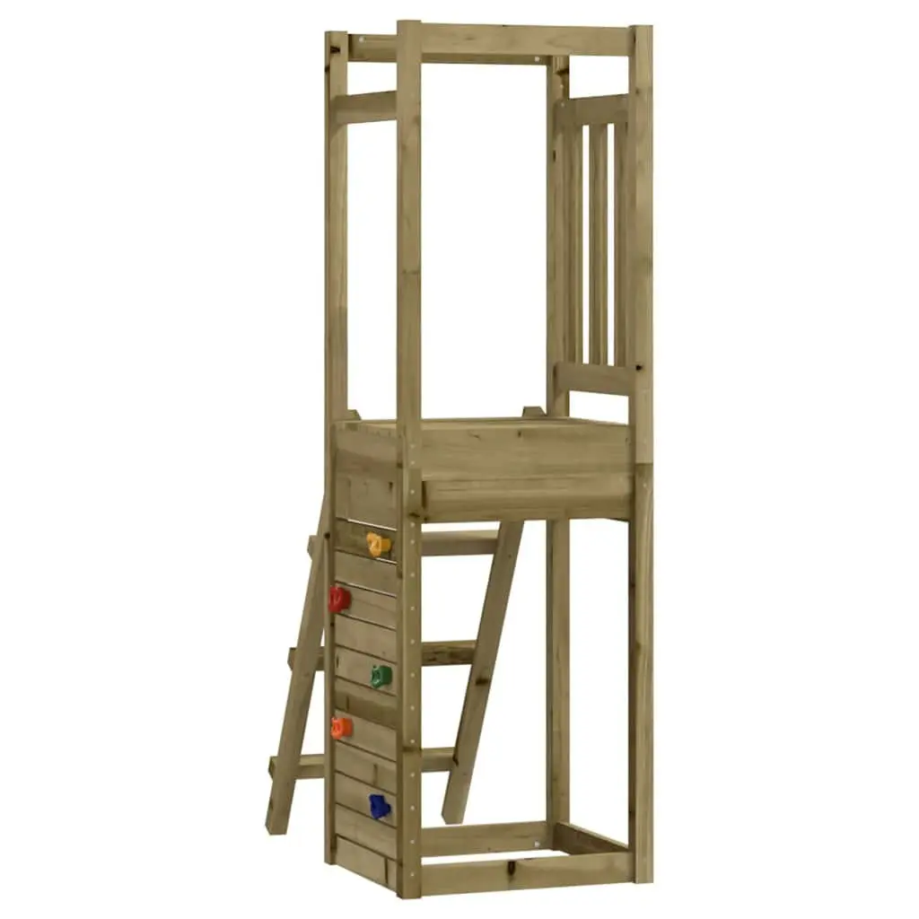 Wooden Playset with Integrated Rockwall and Ladder for Outdoor Activities 53x46.5x169cm Brown
