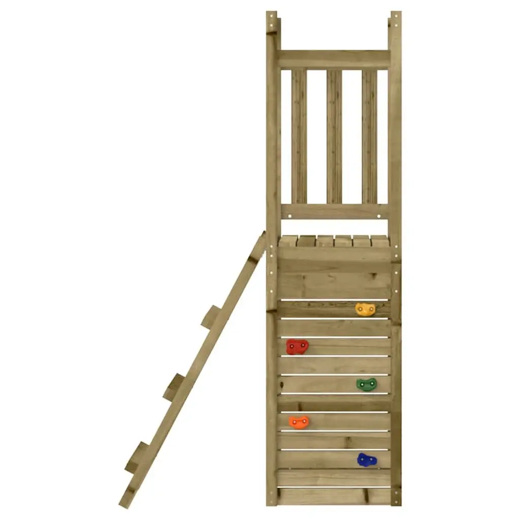 Wooden Playset with Integrated Rockwall and Ladder for Outdoor Activities 53x46.5x169cm Brown