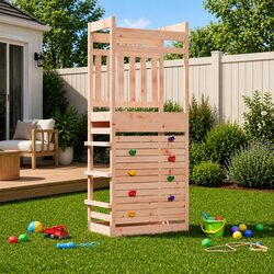 Friendly Wooden Play Tower for Your Backyard