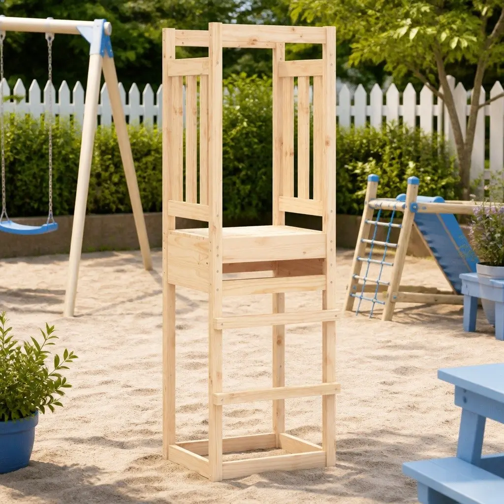 Solid Wood Pine Play Tower Outdoor Playground Climbing Frame Garden Playhouse
