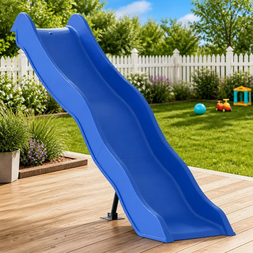 Kids Play Slide Blue 174x38 cm Outdoor Garden Backyard Toy for Play Tower