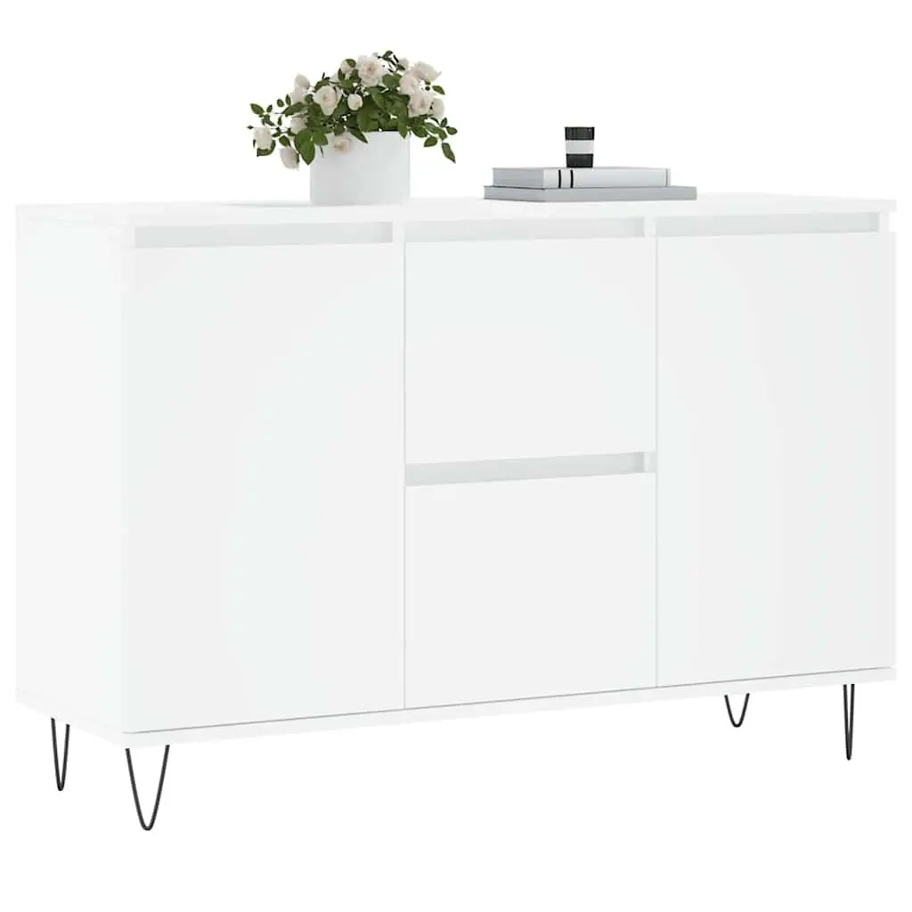 Sideboard White 101.5x35x70 cm Storage Cabinet Buffet Furniture Engineered Wood