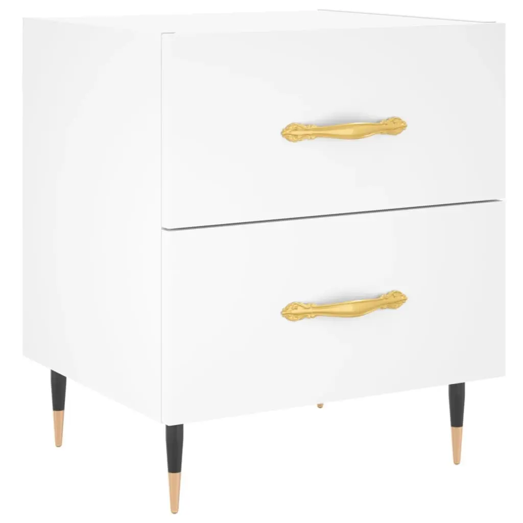 Bedside Cabinet White Storage Drawers Modern Furniture 40x35x47.5cm