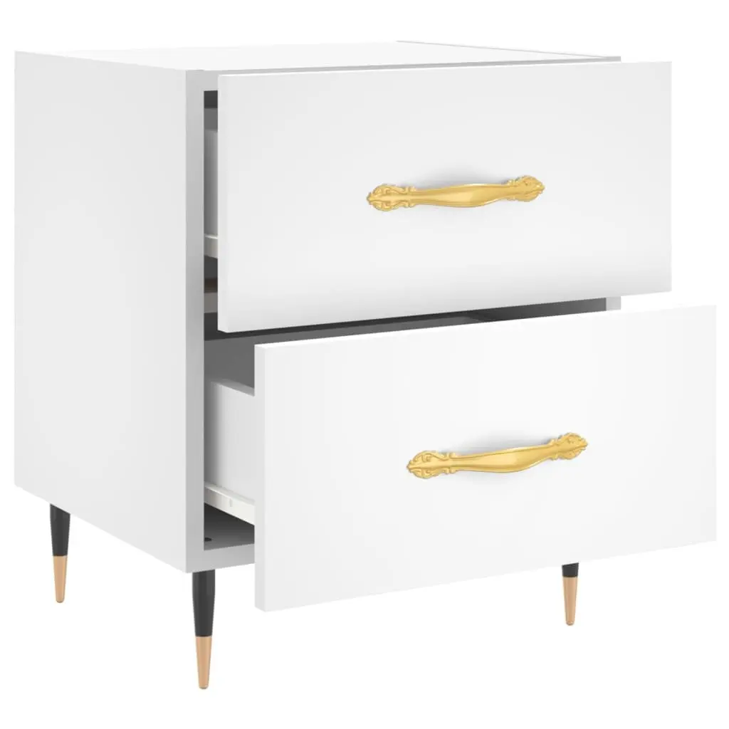 Bedside Cabinet White Storage Drawers Modern Furniture 40x35x47.5cm