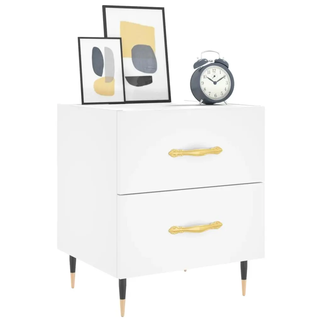 Bedside Cabinet White Storage Drawers Modern Furniture 40x35x47.5cm