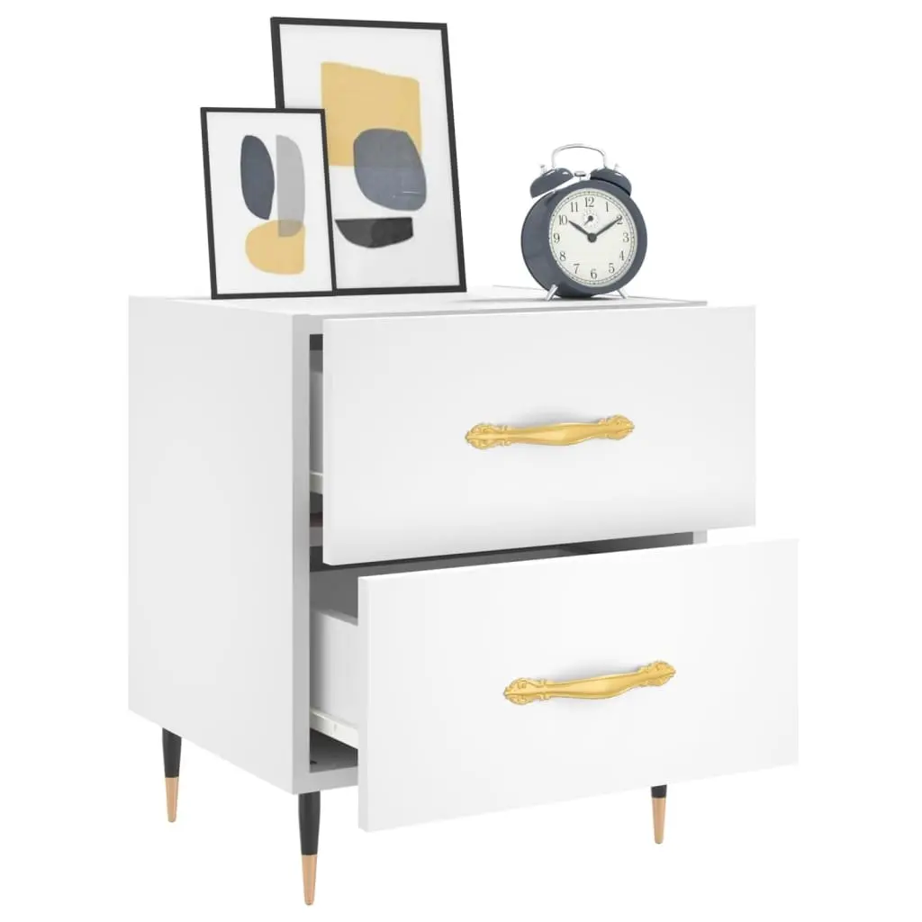 Bedside Cabinet White Storage Drawers Modern Furniture 40x35x47.5cm