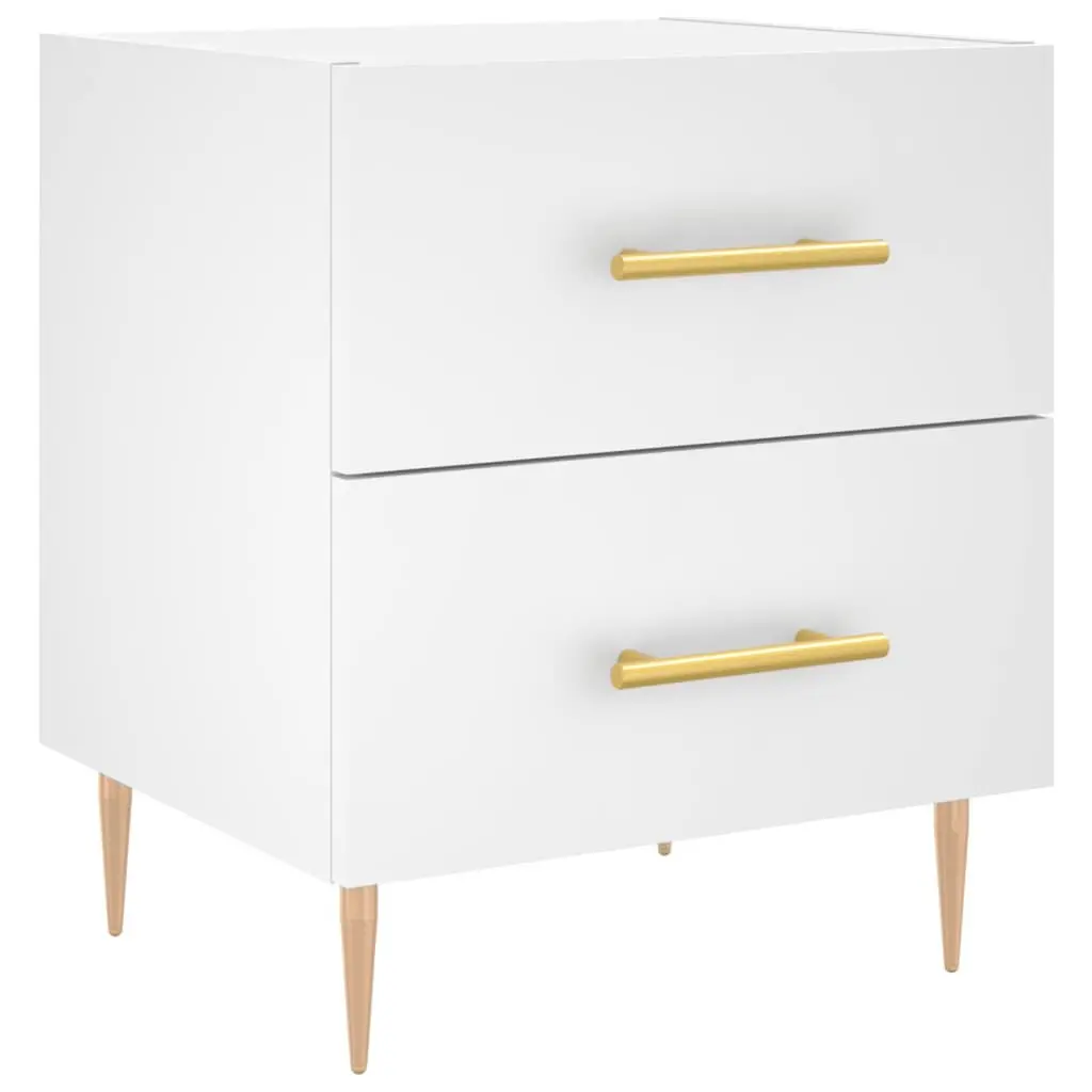 Bedside Cabinet White Engineered Wood Nightstand Storage Table 40 x 35 x 47.5 cm
