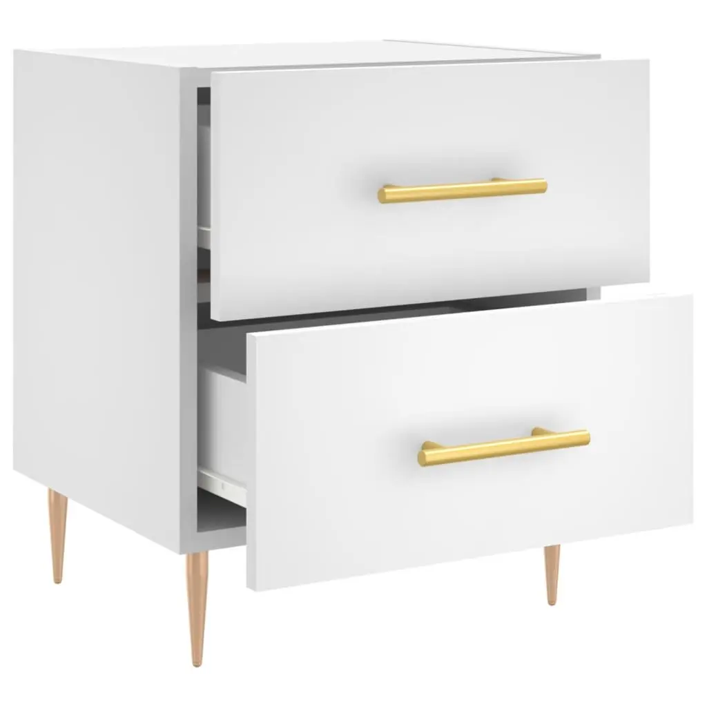 Bedside Cabinet White Engineered Wood Nightstand Storage Table 40 x 35 x 47.5 cm