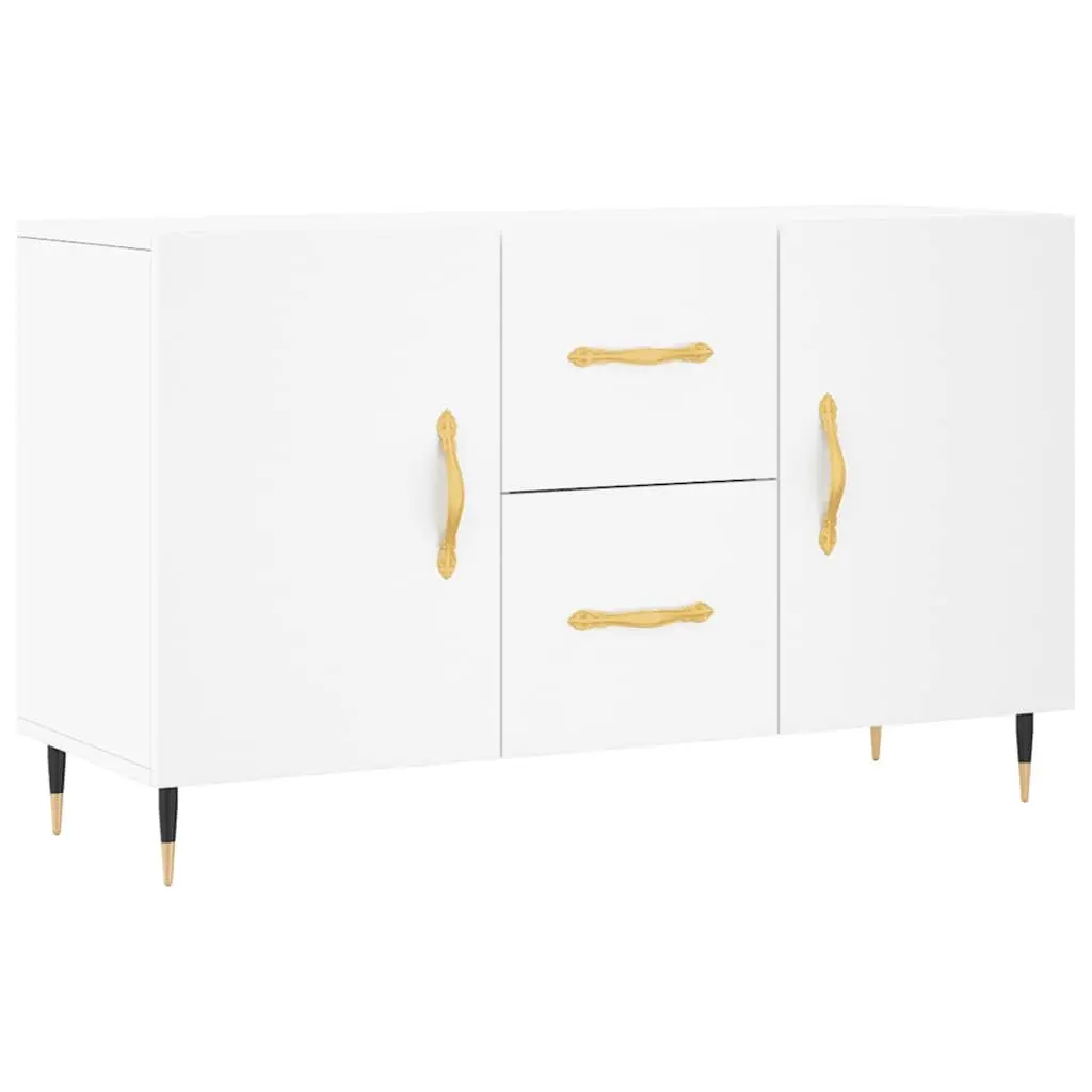 Sideboard White Engineered Wood Storage Cabinet with Metal Legs 100 x 36 x 60 cm