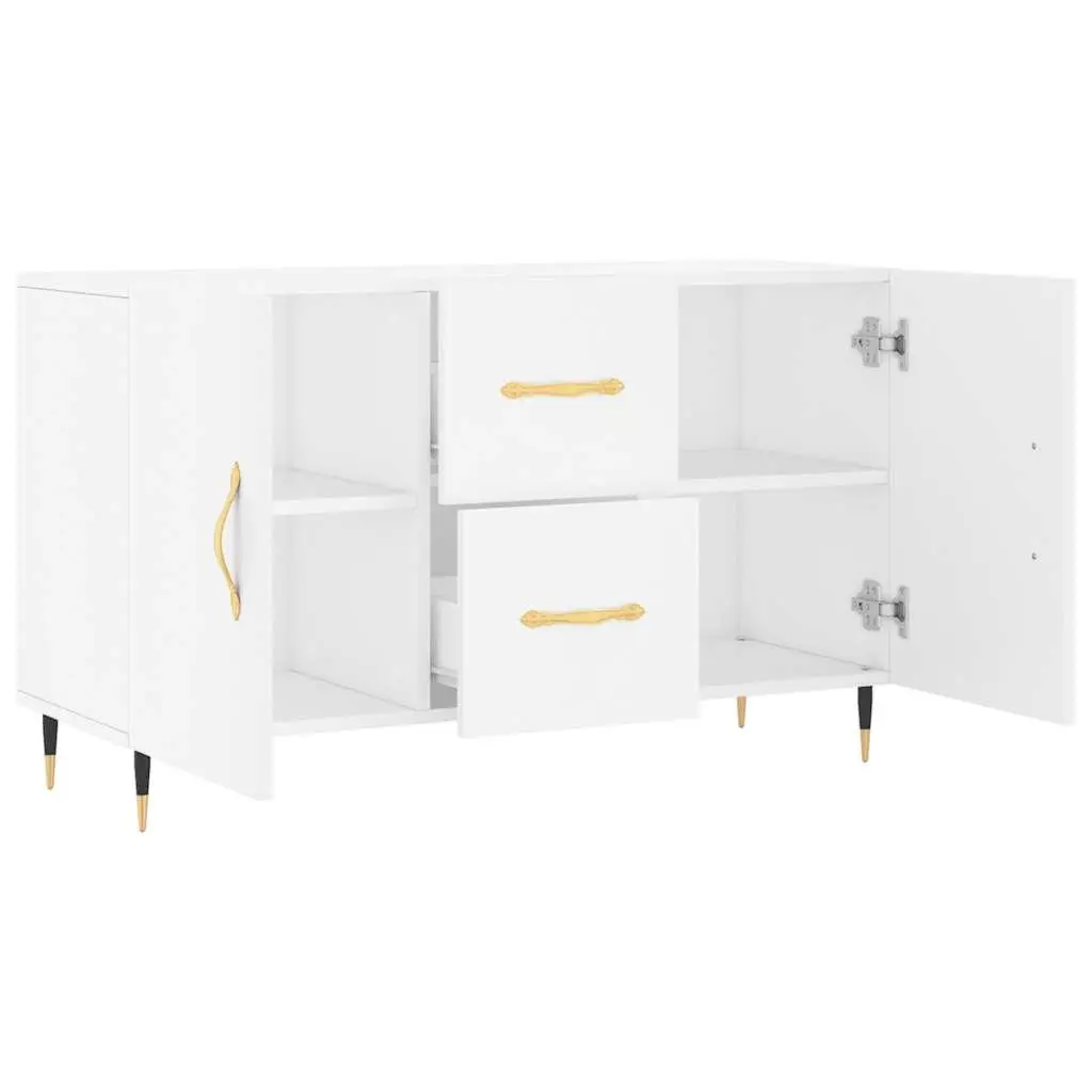 Sideboard White Engineered Wood Storage Cabinet with Metal Legs 100 x 36 x 60 cm