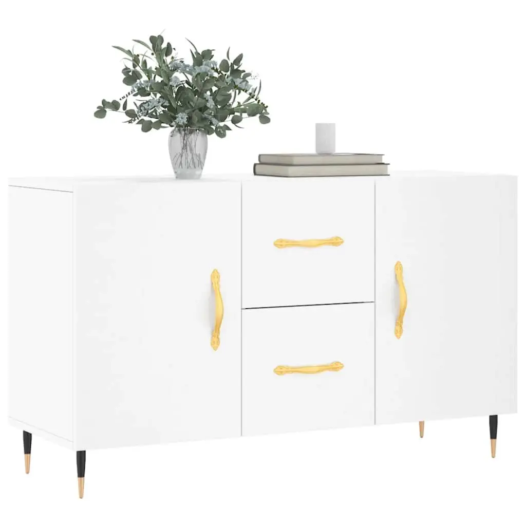 Sideboard White Engineered Wood Storage Cabinet with Metal Legs 100 x 36 x 60 cm