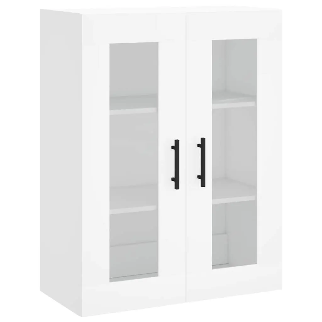 Wall Mounted Cabinet White Storage Hanging Cupboard Glass Door Sideboard