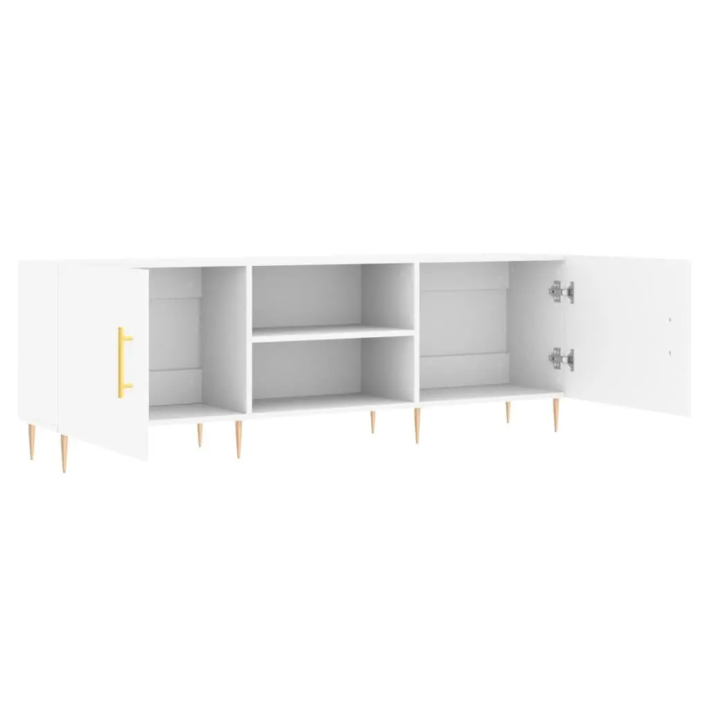 White TV Stand Engineered Wood Media Unit with Storage 150x30x50cm