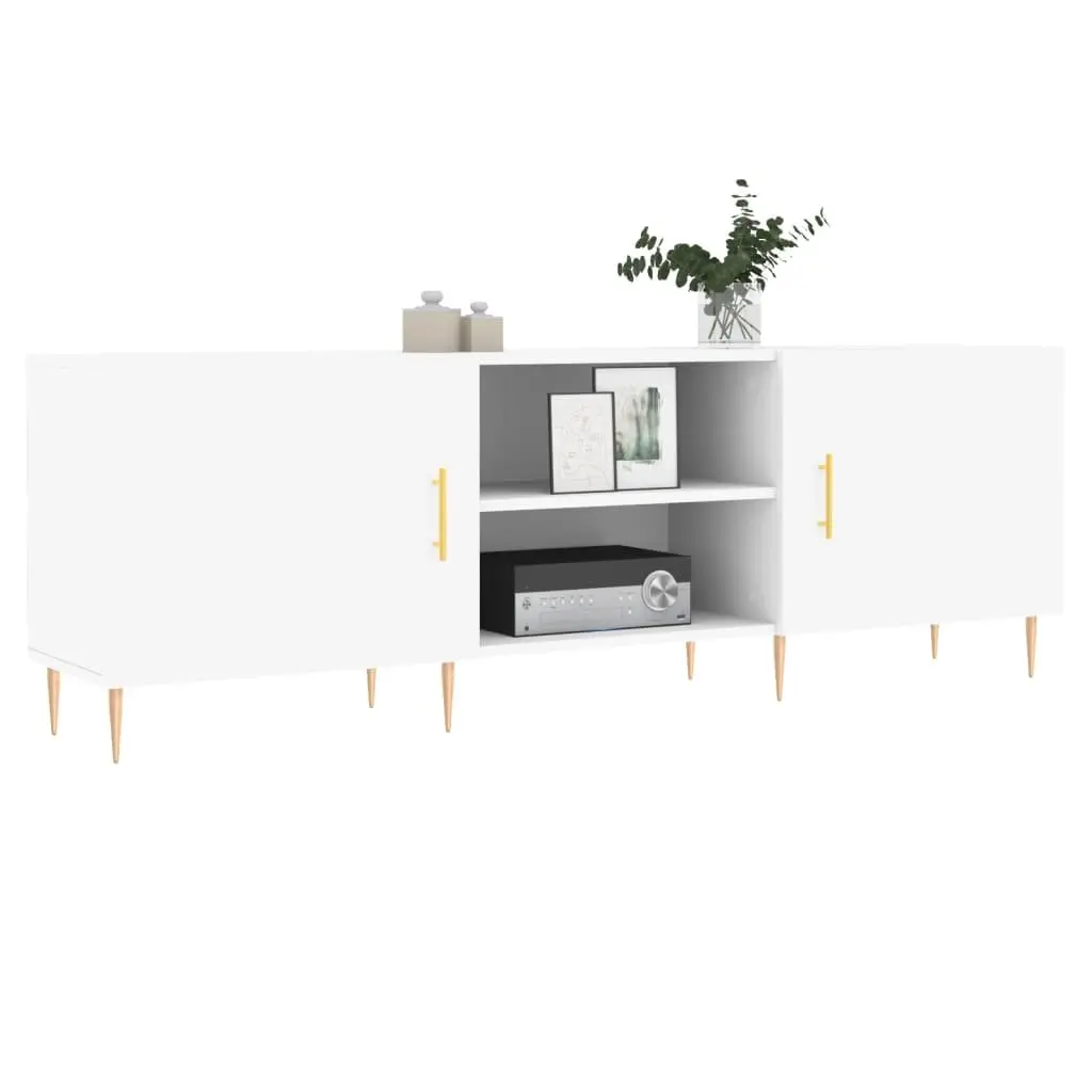 White TV Stand Engineered Wood Media Unit with Storage 150x30x50cm