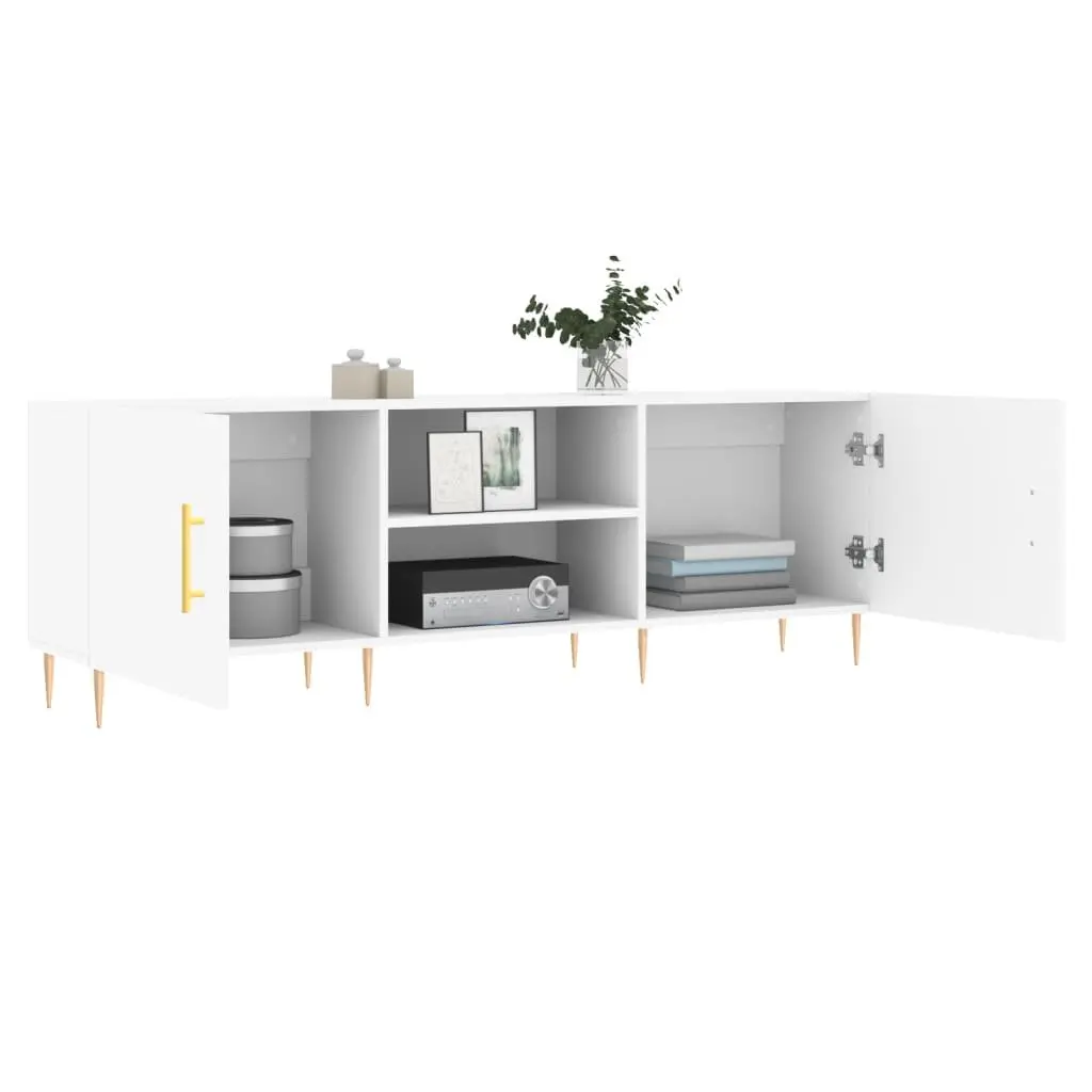 White TV Stand Engineered Wood Media Unit with Storage 150x30x50cm