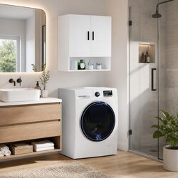 Wall-Mounted Storage Cabinet White 60x31x70cm Floating Shelves Engineered Wood