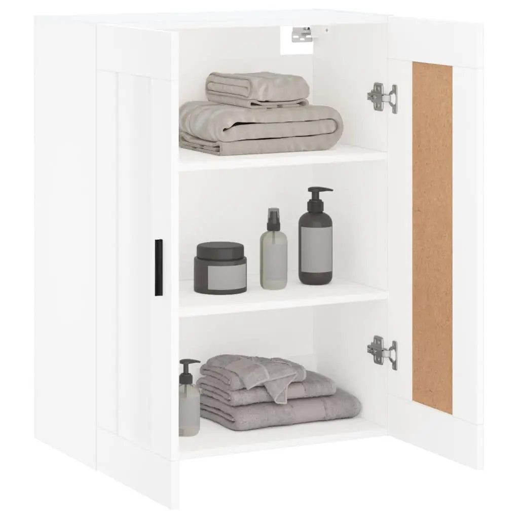 Wall Mounted Cabinet White Storage Organiser 3 Compartments 2 Doors Floating