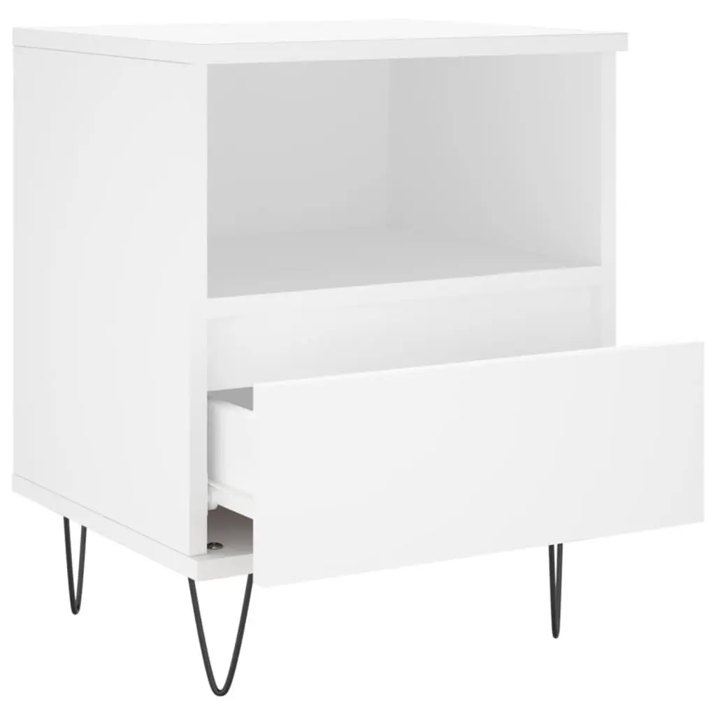 White Engineered Wood Nightstand Bedside Cabinet with Drawer and Storage Compartment 40x35x50cm