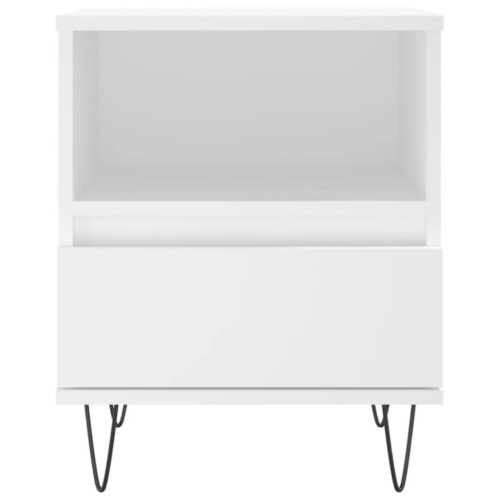 White Engineered Wood Nightstand Bedside Cabinet with Drawer and Storage Compartment 40x35x50cm