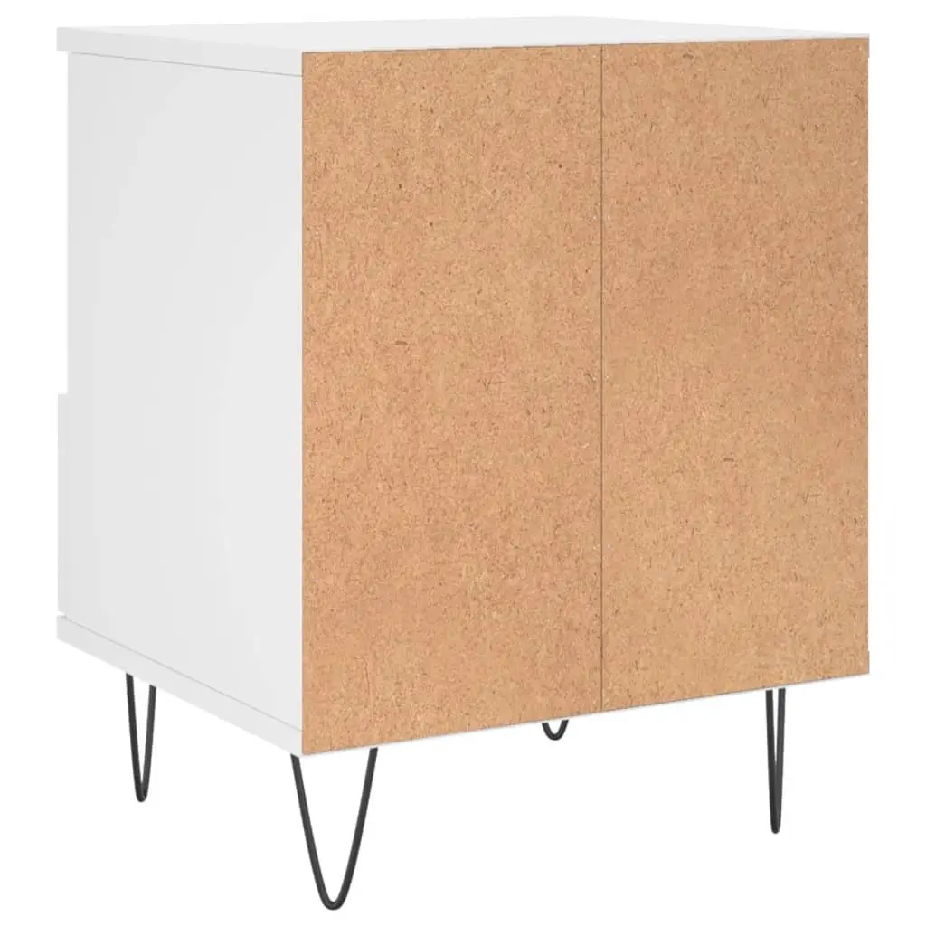 White Engineered Wood Nightstand Bedside Cabinet with Drawer and Storage Compartment 40x35x50cm