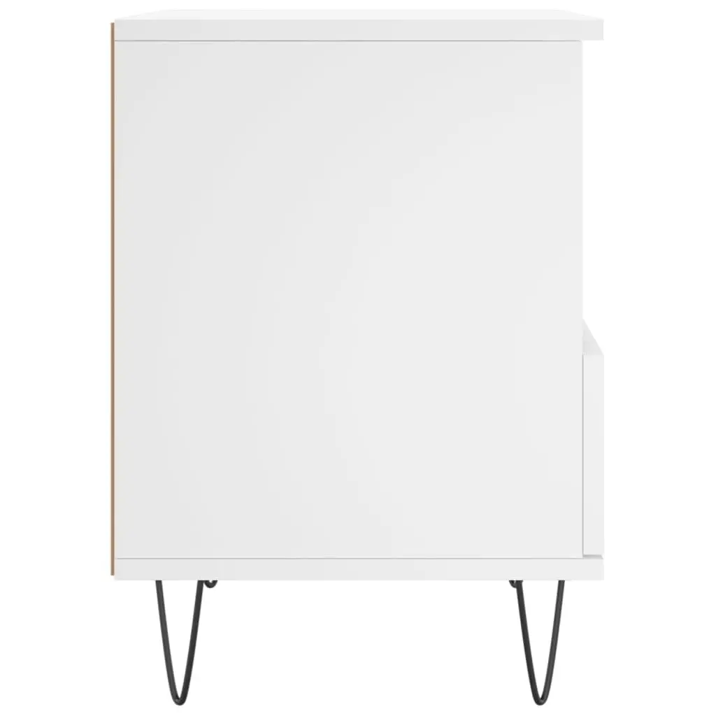 White Engineered Wood Nightstand Bedside Cabinet with Drawer and Storage Compartment 40x35x50cm