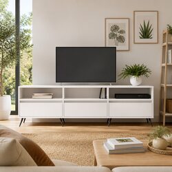 Your Ideal TV Cabinet - White, 150x30x44.5 cm, 6 Compartments
