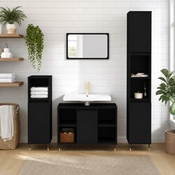 Elevate Your Bathroom with This Black Cabinet 30x30x100 cm