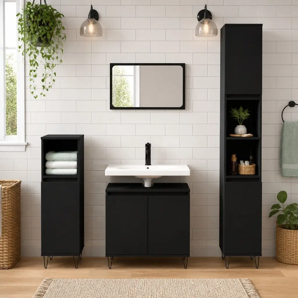 Black Bathroom Storage Cabinet