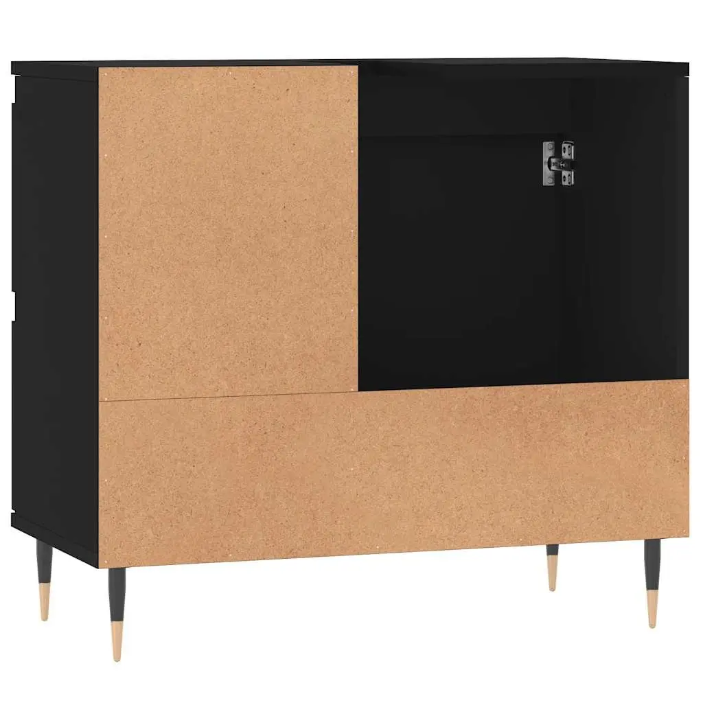 Bathroom Cabinet Black Engineered Wood Storage Unit with Drawers and Door 65 x 33 x 60 cm