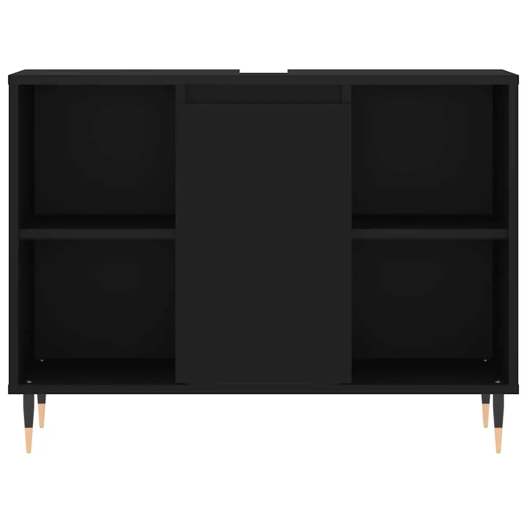 Bathroom Vanity Cabinet Black 80x33x60cm Storage Unit with Door and Shelves