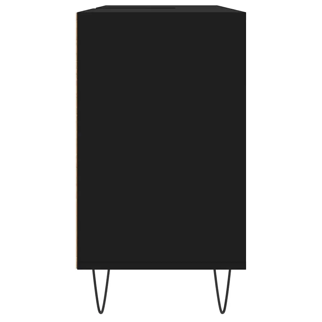 Bathroom Storage Cabinet Black Engineered Wood 80x33x60 cm Vanity Unit with Door and Shelves