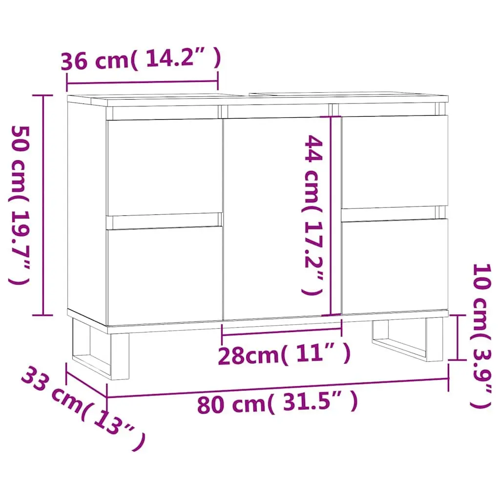Bathroom Cabinet Black Engineered Wood 80x33x60 cm with 1 Door Compartment and 4 Drawers