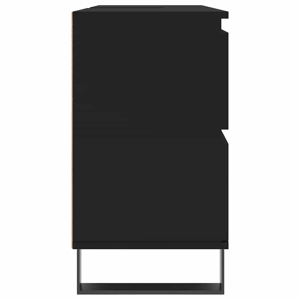Bathroom Cabinet Black Engineered Wood 80x33x60 cm with 1 Door Compartment and 4 Drawers