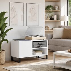 Record Cabinet White Storage Vinyl LP Music Collection Organiser Media Display