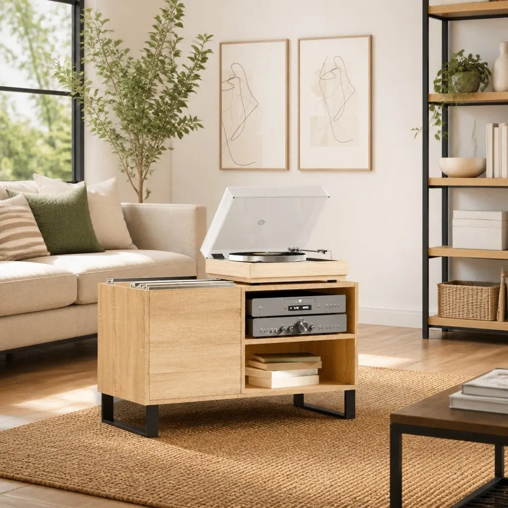 Record Cabinet Sonoma Oak Engineered Wood 85 x 38 x 48 cm