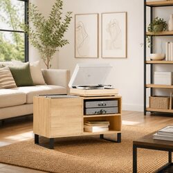 Record Cabinet Sonoma Oak Storage Media Vinyl LP Organizer Engineered Wood