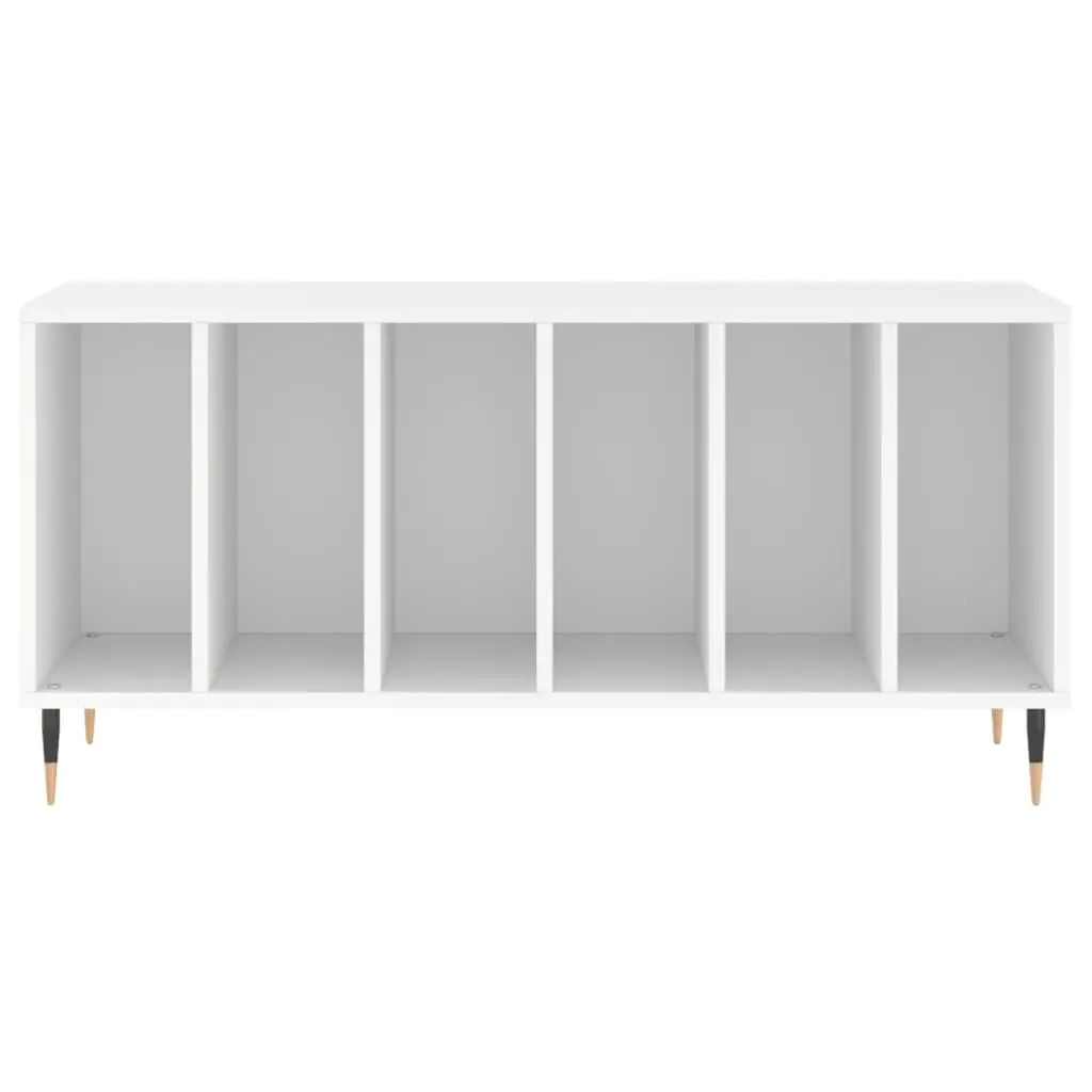 Record Cabinet White Engineered Wood Storage Media Display 100 x 38 x 48 cm