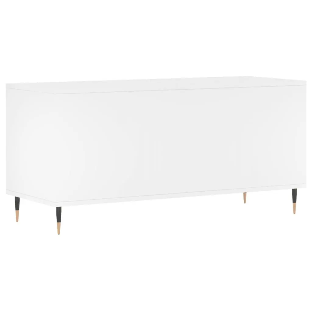 Record Cabinet White Engineered Wood Storage Media Display 100 x 38 x 48 cm