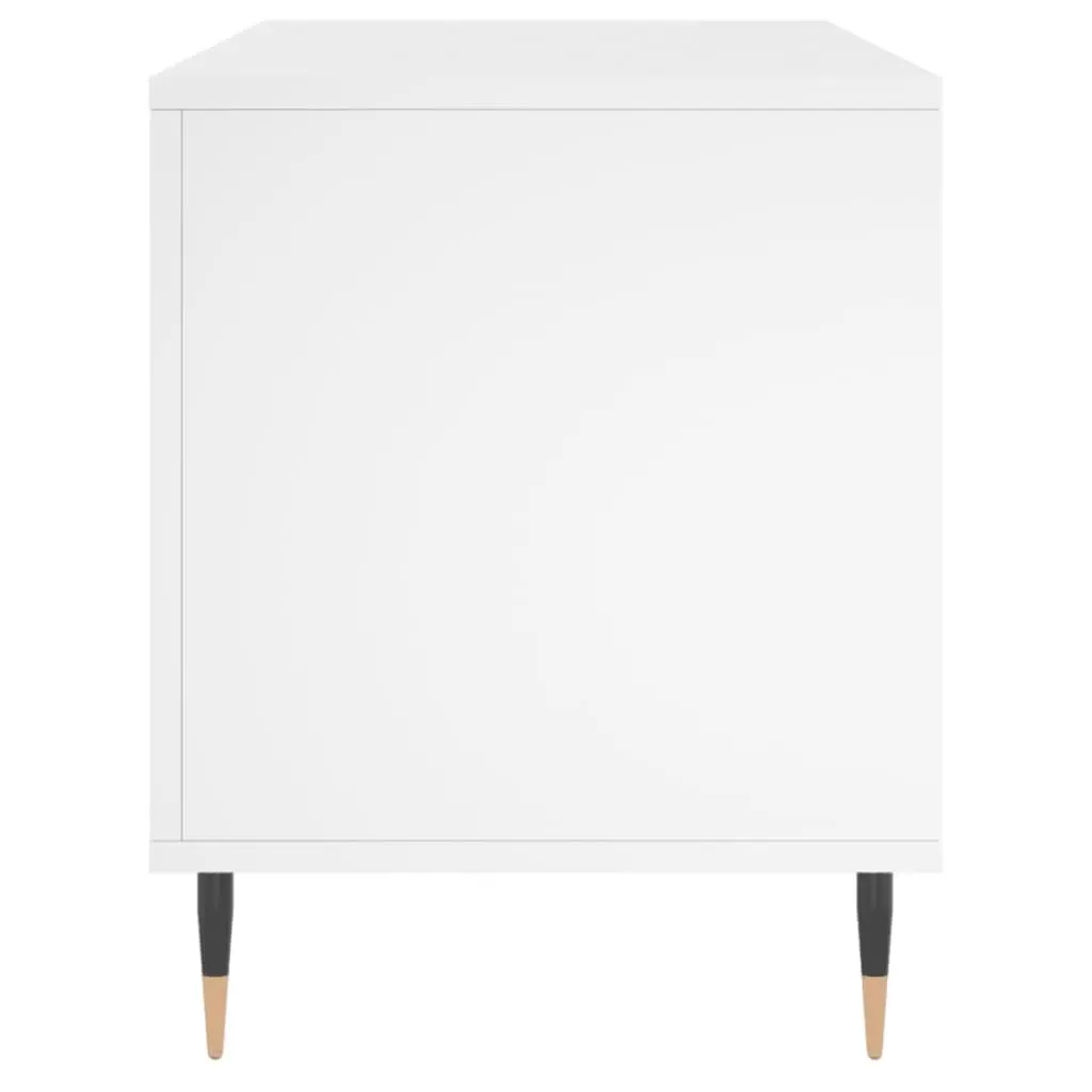 Record Cabinet White Engineered Wood Storage Media Display 100 x 38 x 48 cm