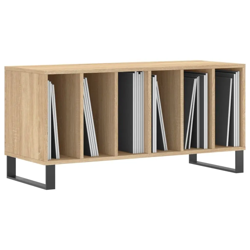 Record Cabinet Engineered Wood Sonoma Oak Vinyl Storage Unit 100 x 38 x 48 cm