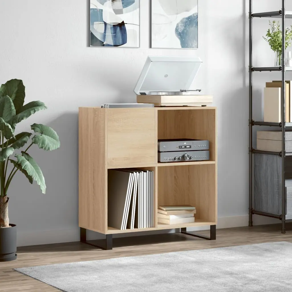Record Cabinet Engineered Wood Sonoma Oak Storage Display Organizer 84.5 x 38 x 89 cm