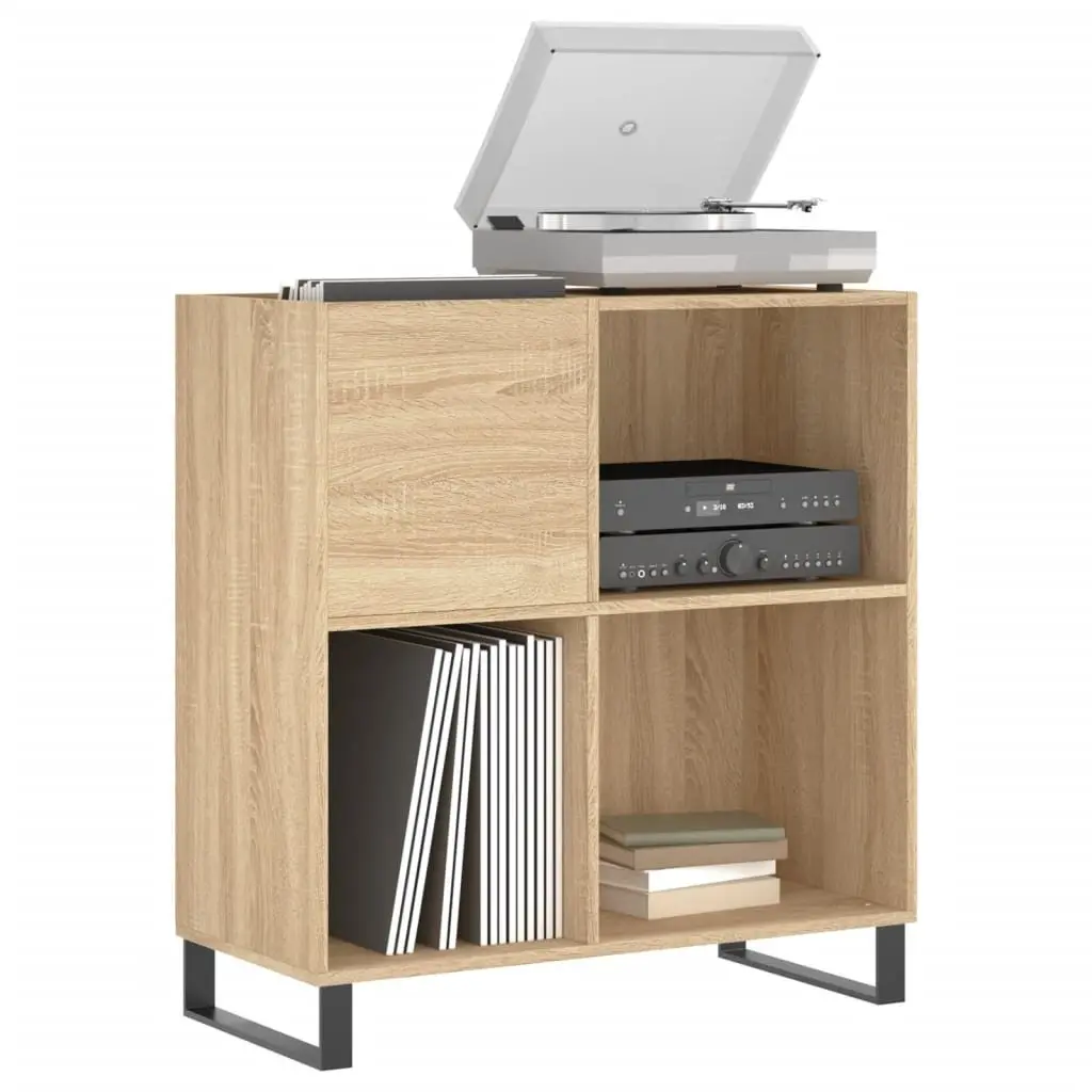 Record Cabinet Engineered Wood Sonoma Oak Storage Display Organizer 84.5 x 38 x 89 cm
