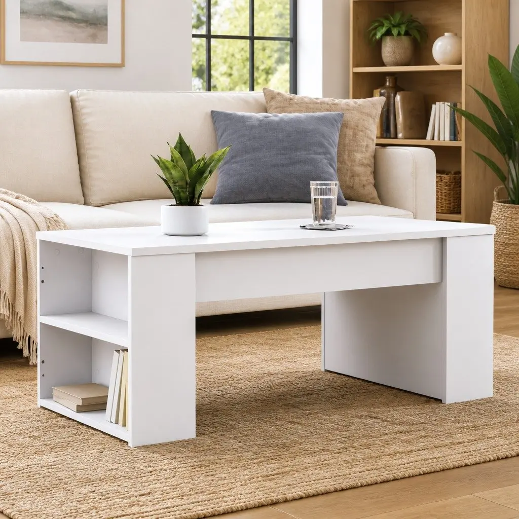 White Coffee Table with Storage Space