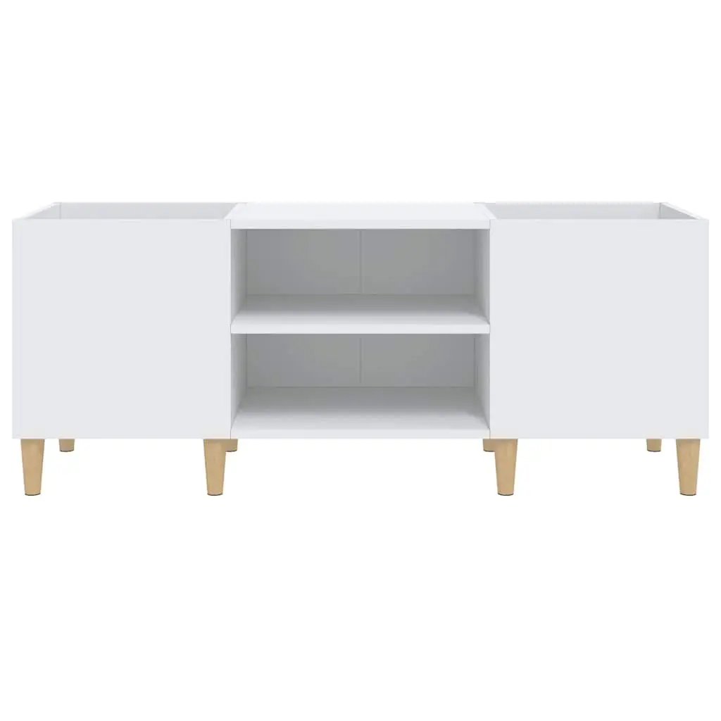 Record Storage Cabinet White Engineered Wood 121x38x48cm