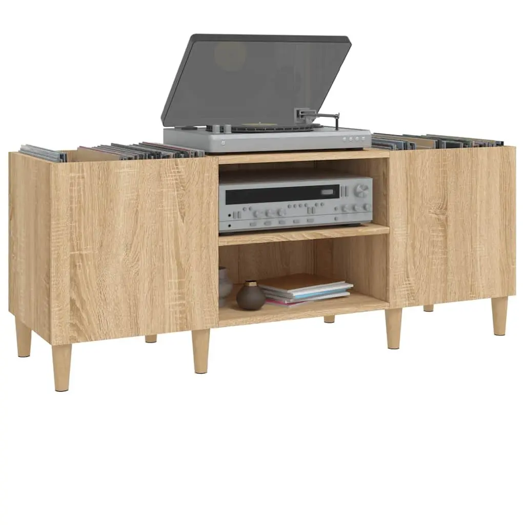 Record Cabinet Sonoma Oak Brown Storage Vinyl LP Organizer Media Furniture